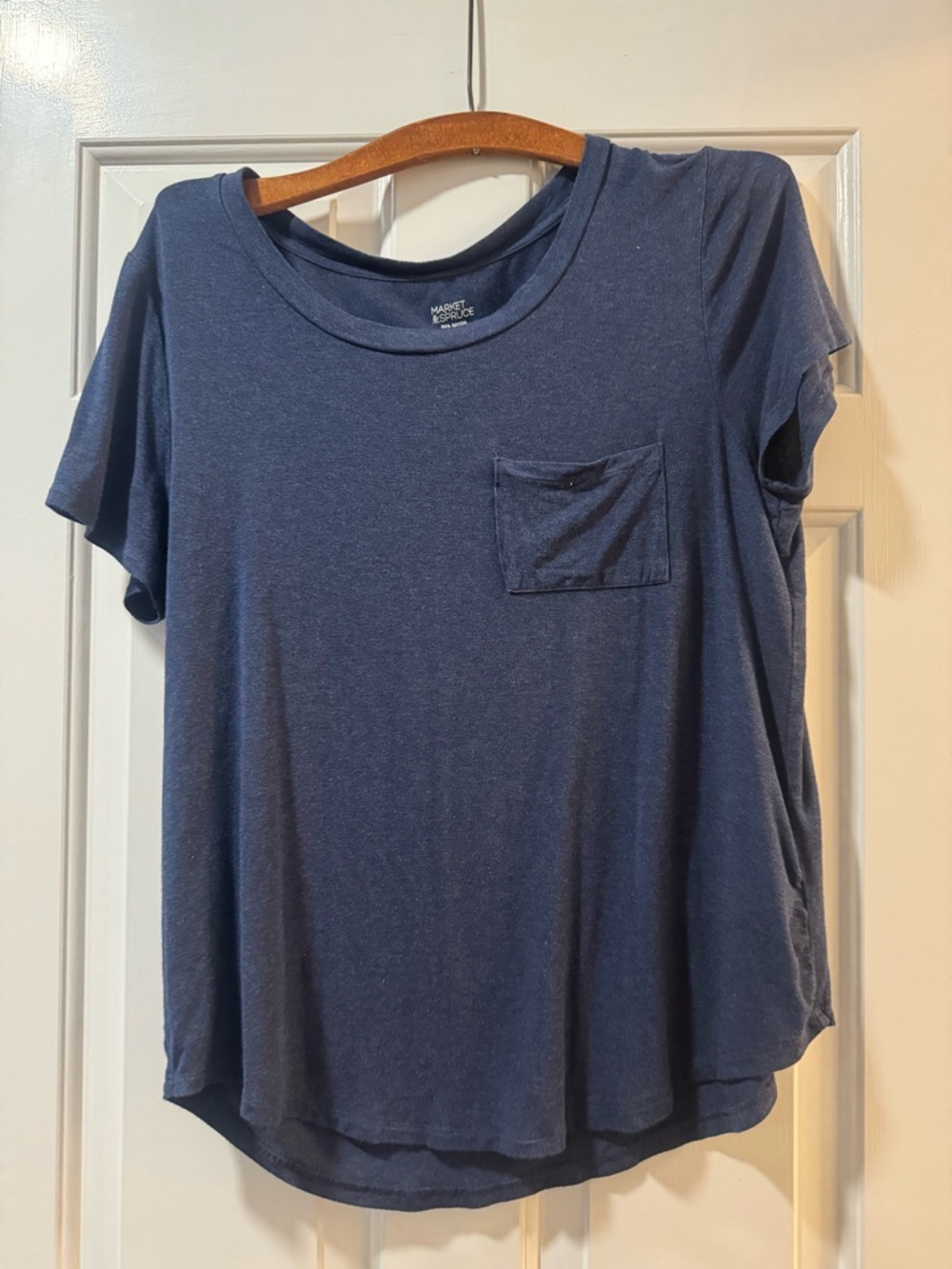 Market & Spruce Navy Short Sleeve Pocket Tee